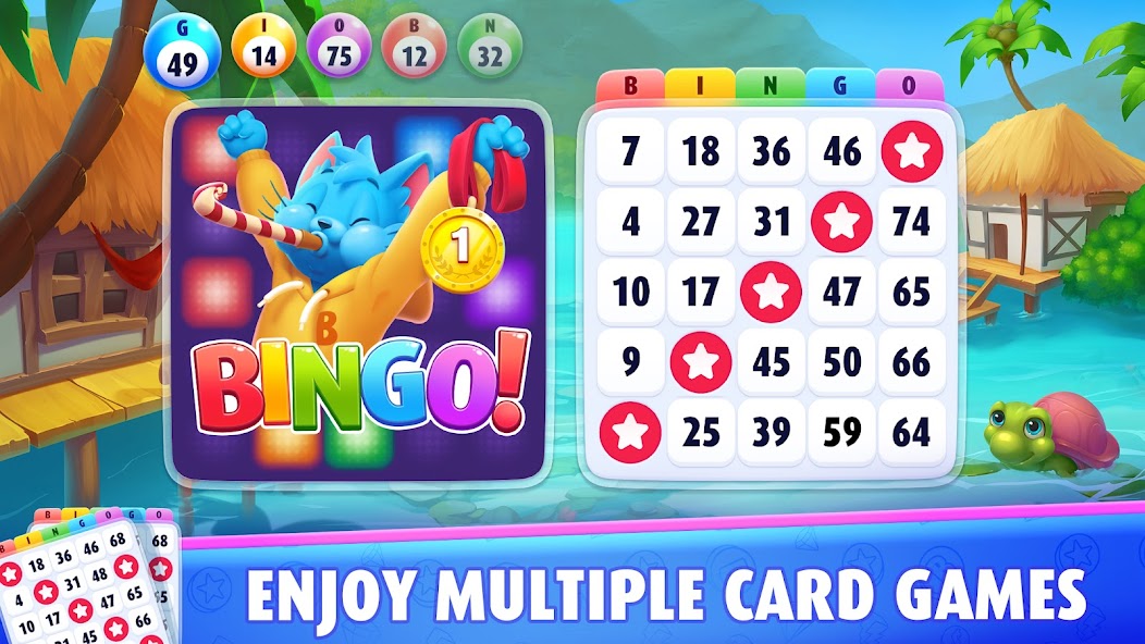 Bingo Blitz screenshot showing a multi-card bingo round